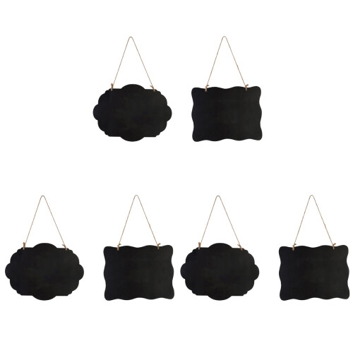 6Pièces Mini Tableau Noir Suspendu Double Face En Bois Pour 1