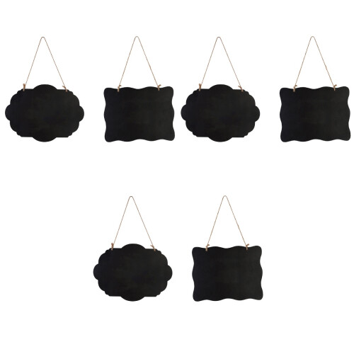 6Pièces Mini Tableau Noir Suspendu Double Face En Bois Pour 2