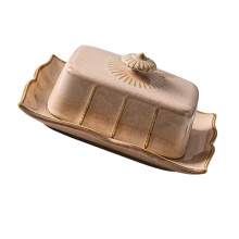 Christmas Ceramic Butter Dish with Lid, Elegant French Style Butter Storage Container for Countertop