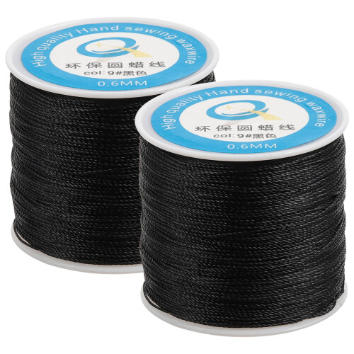 2Pcs Tough Black Waxed Thread for Leather Sewing and Repair Projects