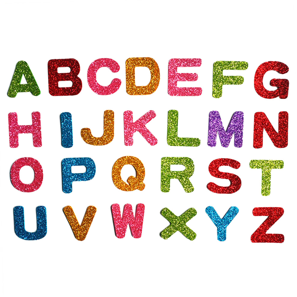 104 Pcs 3D Shine Colorful English Alphabet Wall Sticker Letters Vaguelly