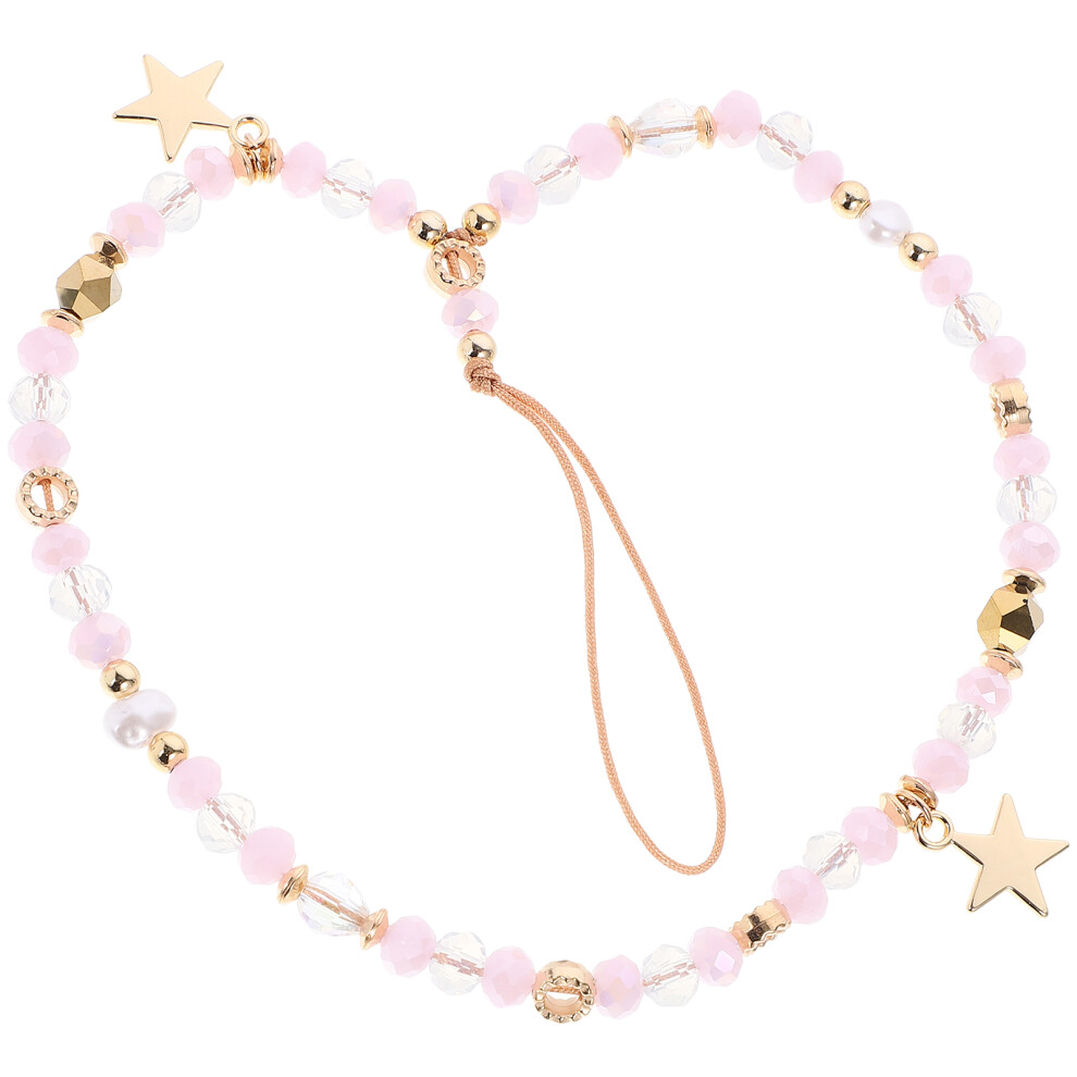 Crystal Beaded Phone Chain Charm Easy Attach Phone Strap Pink 3032406455853