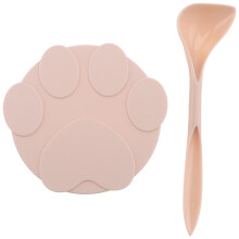 1Set Pink Silicone Can Cover and Pet Food Spoon Sealed Lid for Storage