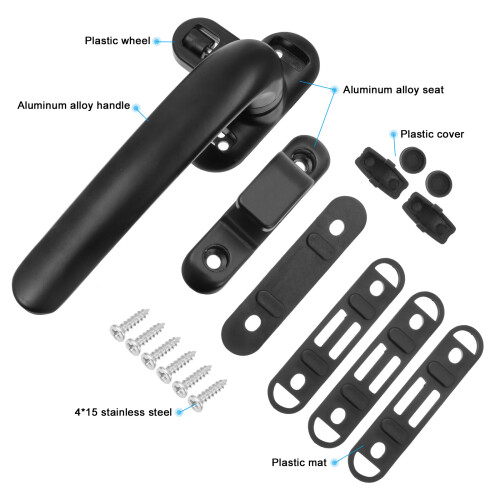 2Pcs Black Vintage Aluminum Alloy Window Handles Durable Window Pulls 2