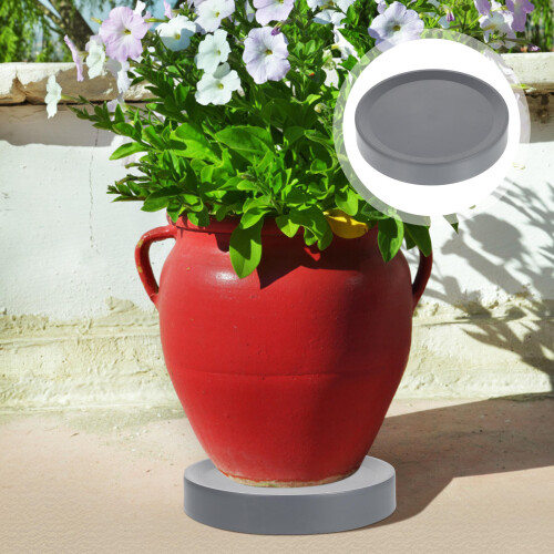 Durable Dark Grey Plastic Plant Mover Rolling Pot Tray 2