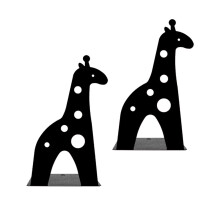 Metal Bookends For Heavy Books, Giraffe Nonskid (Black)