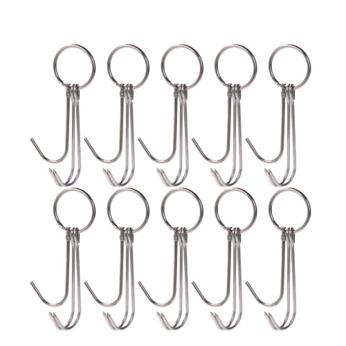 10pcs stainless steel double hooks for bacon hams meat processing