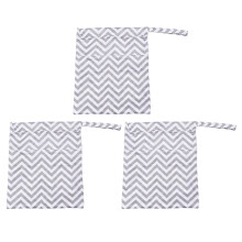 3Pcs Printed Waterproof Diaper Bags Reusable Baby Storage Light Grey