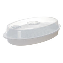 1Set White PP Microwave Oven Steamer Home Food Steamed Holder