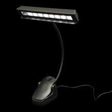 USB Rechargeable Black LED Clip Bedside Music Score Reading Lamp
