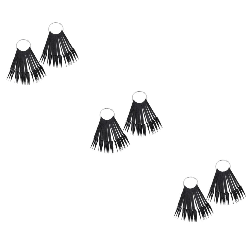 Clear Nail Display Fan Sticks with Ring for Salon Nail Art Practice Tips, Reusable Sample Set