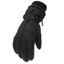 (M, black) A Pair Of Winter Children's Men's And Women's Gloves Skiing Outdoor Windproof Waterproof Plus Velvet Thick 8-16 Years Old