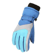 (M, blue) A Pair Of Winter Children's Men's And Women's Gloves Skiing Outdoor Windproof Waterproof Plus Velvet Thick 8-16 Years Old