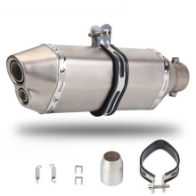 Motorcycle Exhaust Muffler 51mm Hexagonal Titanium Slip On with Deep Sound and Removable DB Killer
