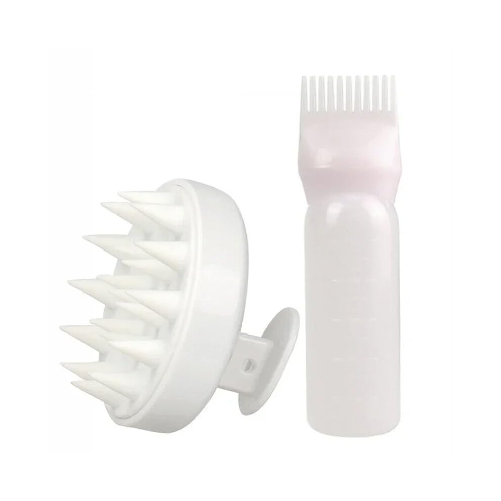Professional Hair Coloring Tools Set with Dye Bottle, Scalp Massage Comb, AntiTangle Detangling Comb (White)