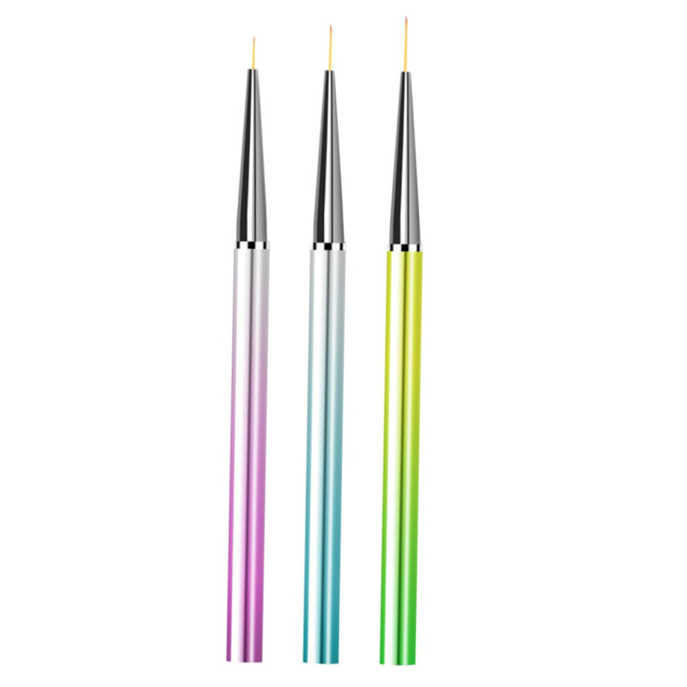 3pcs Professional Nail Art Brush Set with Precision Detail Tip for Gel Painting and Extensions