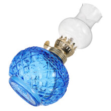 Vintage Oil Lamp with Glass Chimney Adjustable Flame Rustic Kerosene Lantern for Home Decor