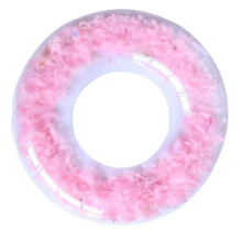 Pool Float Ring Thickened Transparent PVC LeakProof Inflatable Swim Ring for Adults Beach Pool Pink