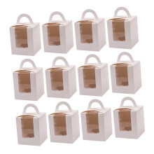24pcs White Cupcake Boxes with Window for Weddings, Birthdays and Party Single Cupcake Packaging