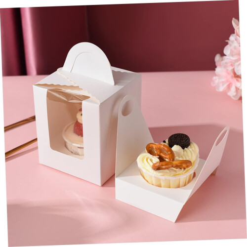 24pcs White Cupcake Boxes with Window for Weddings, Birthdays and Party Single Cupcake Packaging 2
