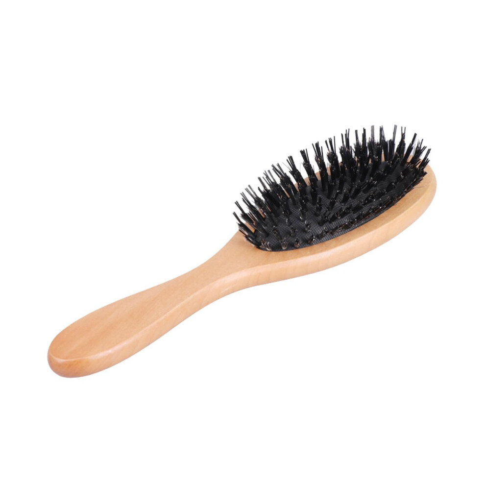 Wooden Boar Bristle Hair Brush for Gentle Scalp Massage and Detangling with Ergonomic Handle