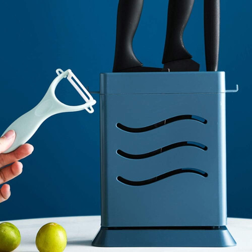 Kitchen Knife Holder with Multi Hooks, Removable Easy Clean, Ventilated Countertop Storage Rack 2