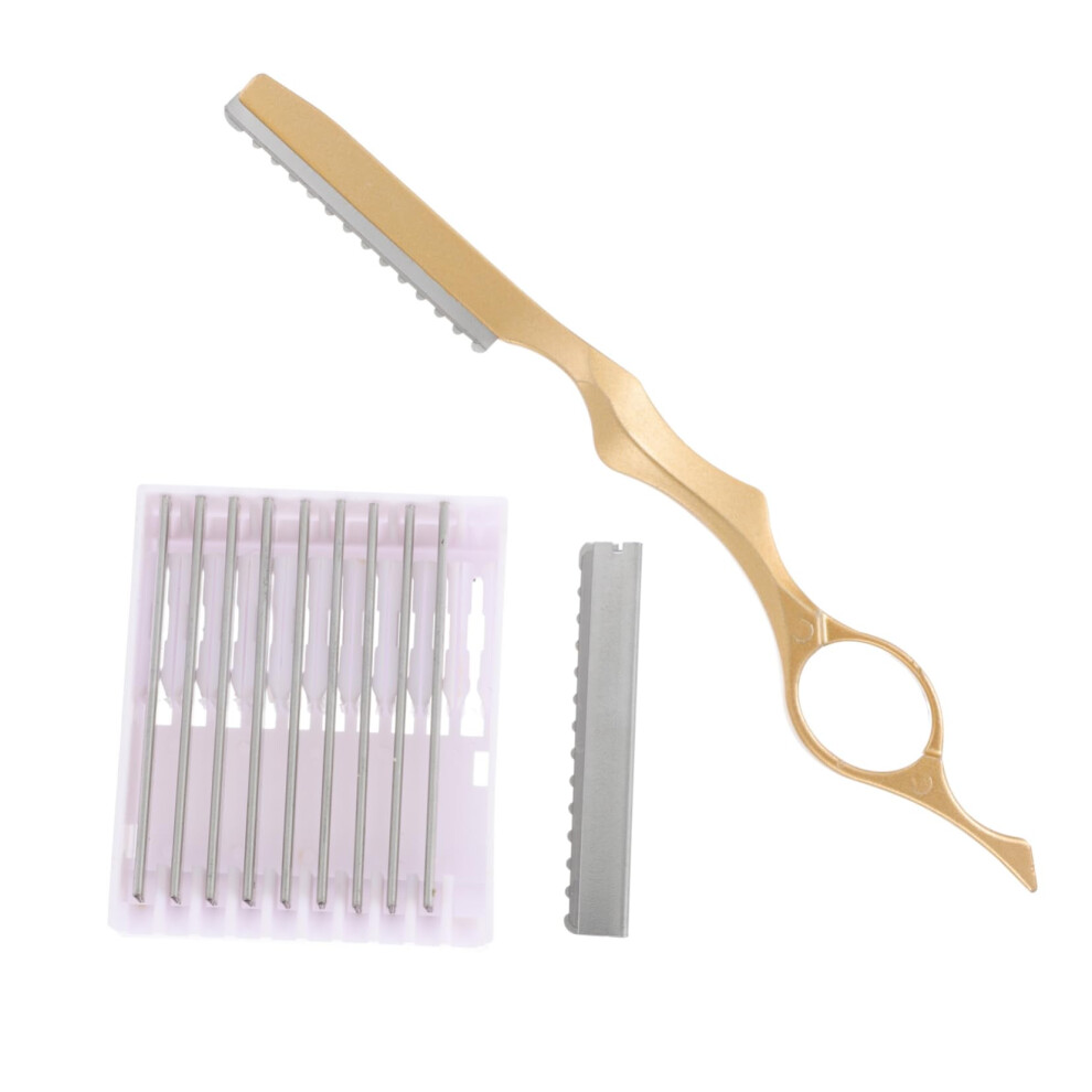 Golden Hair Thinning Razor With Replacement Blades, Lightweight Manual Hair Cutting Tool For Texturizing