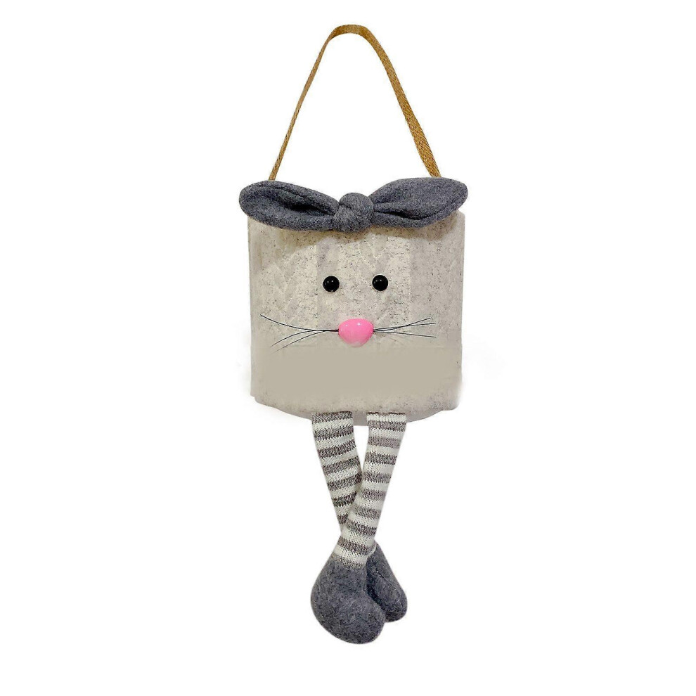 (As Show, One Size) Easter Cartoon Bunny Basket With Long Legs Bowknot Rabbit Kids Eggs Bucket Bag 5213747806629