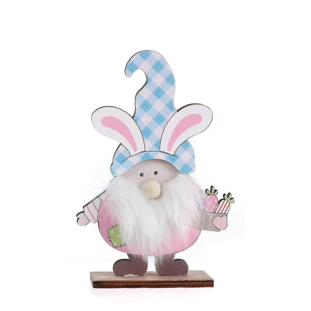 (As Show, 1) Wooden Easter Bunny Gnome Ornaments Happy Easter Decoration Home Freestanding Centerpiece Tabletop Sign Farmhouse Decor 5213747860416