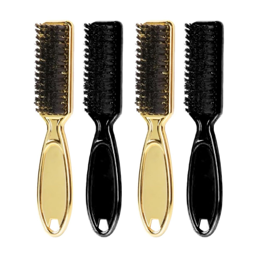 Black/Gold Beard Brush And Neck Duster Set Gentle Skin Contact For Men Barber And Salon Hair Cleaning