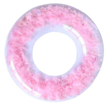 Pink PVC Inflatable Swim Ring for Adults, Thickened LeakProof Transparent Pool Float Tube
