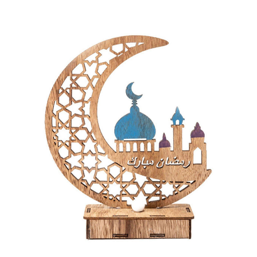 (As Show, D) Eid Wooden Ornament Wood Ramadan Mubarak Moon Star Crafts Ornaments 3364096787953