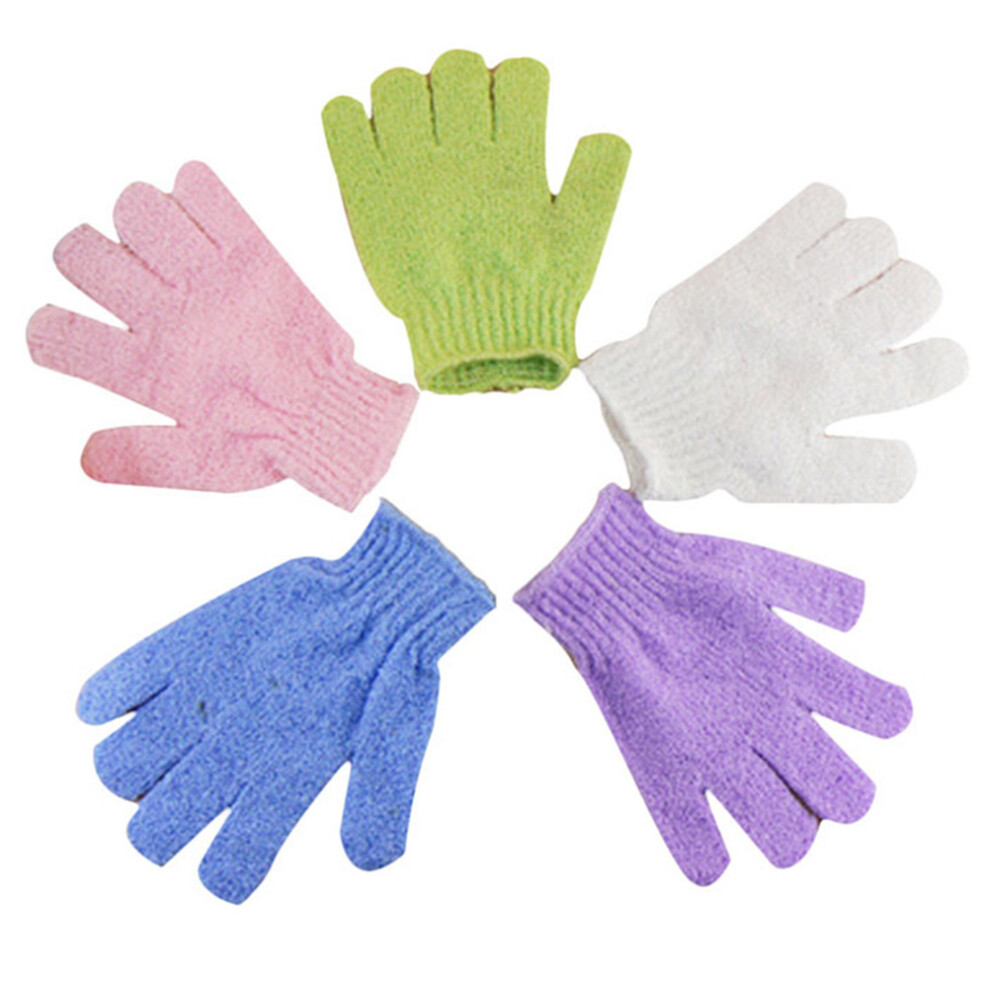 Inoomp Blue 2Pcs Nylon Shower Gloves For Exfoliating Body Scrub