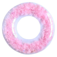 Thickened PVC Inflatable Swim Ring for Adults Transparent Pink Pool Float with LeakProof Design