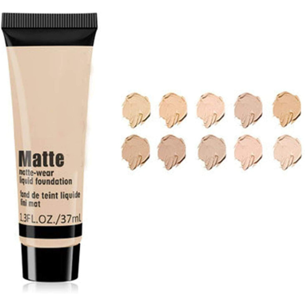 Beige Matte Liquid Foundation 37Ml 5, Waterproof Full Coverage 3In1 Face Makeup