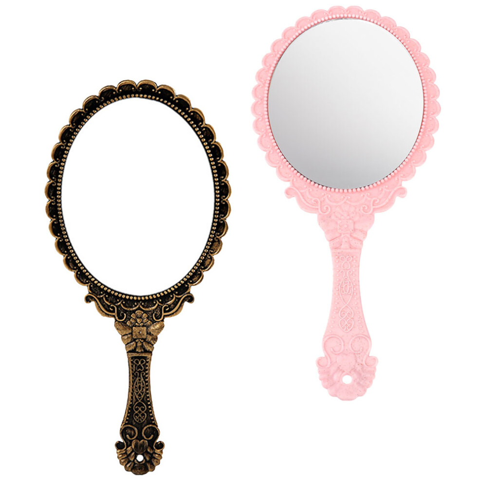 Aboofan 4 Pcs Vintage Handheld Makeup Mirror Lightweight Travel Retro