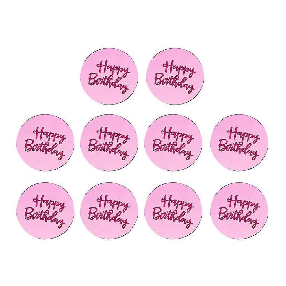 (As Show, Rose Red) 10Pcs Acrylic Happy Birthday Cake Toppers Festival Holiday Birthday Cupcake 5213747832505