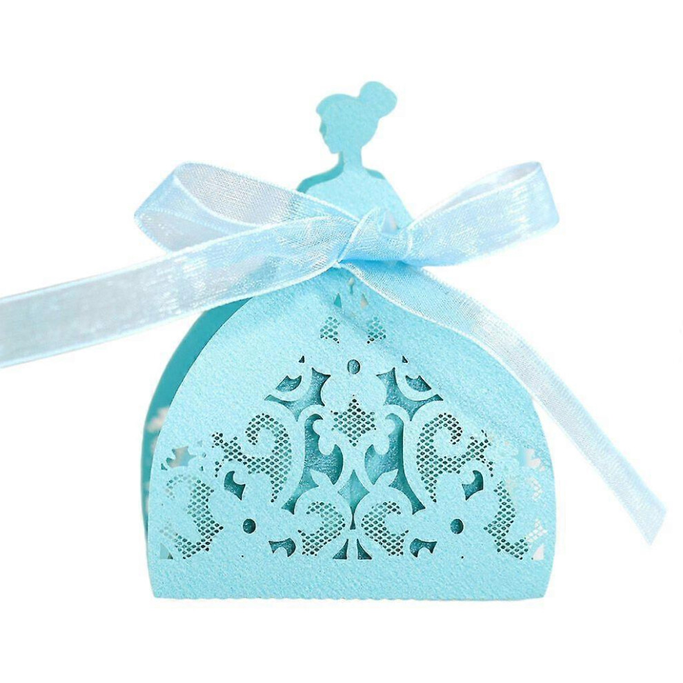 (As Show, Pink) 100Pcs Flower Lace Hollow Candy Boxes Wedding Party Favor Box Chocolate Gift Box Bridal Shower Anniverary Birthday With Ribbon 5213747849718