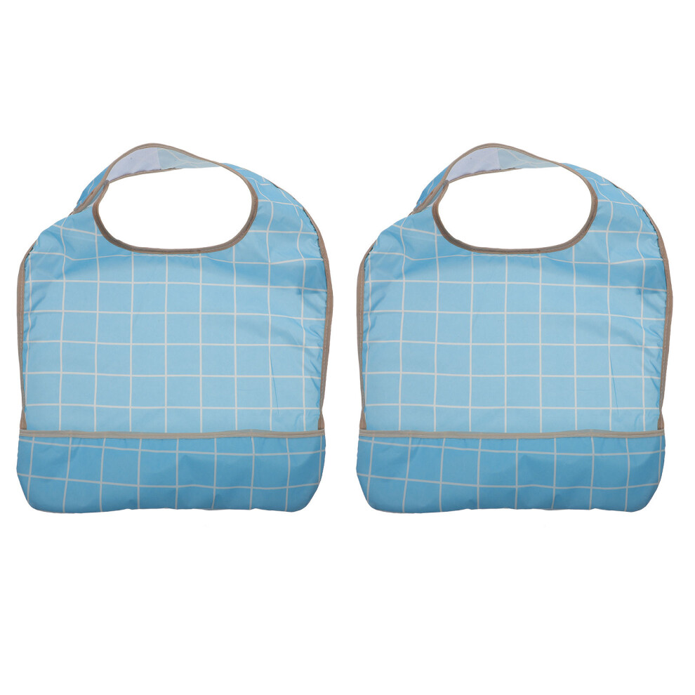 Totority Blue 2Pcs Waterproof Adult Bibs Tpu Polyester Adjustable Eating Bibs