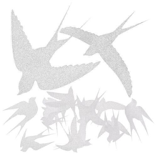 Static Silver PVC Bird Window Stickers Removable Home Decoration