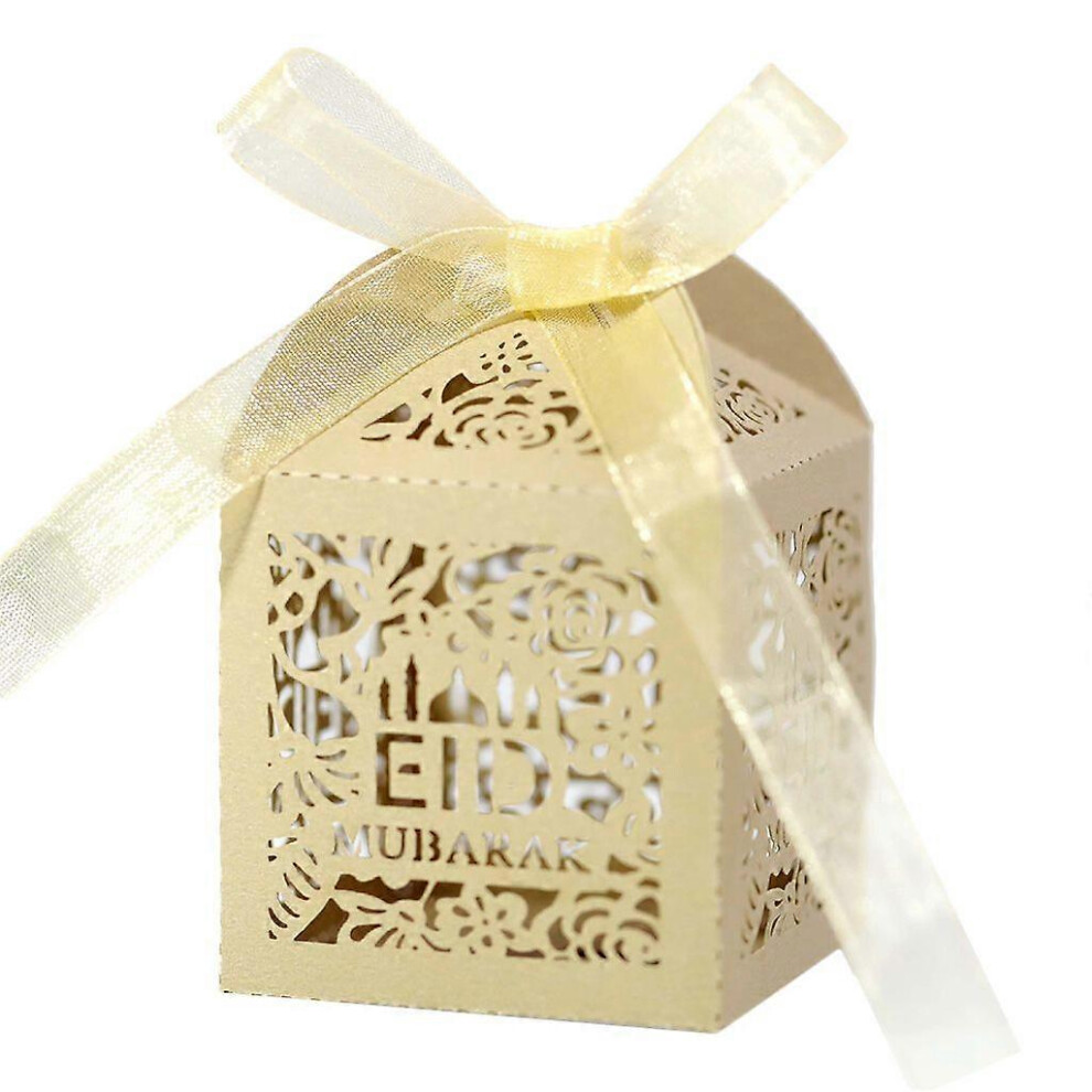 (As Show, Black) 100Pcs Eid Mubarak Candy Box Hollow Rose Ramadan Kareem Gift Boxes Islamic Muslim Festival Happy Al-Fitr Eid Supplies 3242242609918