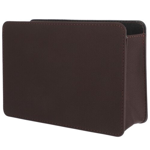 Compact Brown Leather Car Trash Bin Portable Car Accessories 2