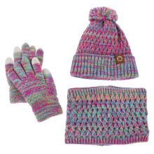 kids winter hat gloves scarf set fleece lined violet