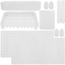 2Sets No Drill White Pegboard Wall Storage Organizer for Keys and Toys