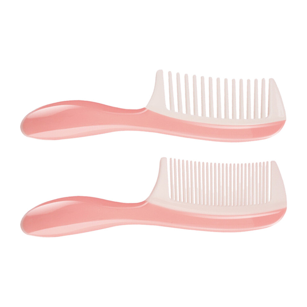 Villcase Unisex Pink 2Pcs Salon Hair Combs Plastic Wide Dense Teeth For Smooth Styling