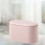 1Pc Pink Garbage Can Desktop Trash Bin Press Lid Small Space-Saving 6