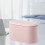 1Pc Pink Garbage Can Desktop Trash Bin Press Lid Small Space-Saving 5
