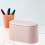 1Pc Pink Garbage Can Desktop Trash Bin Press Lid Small Space-Saving 4