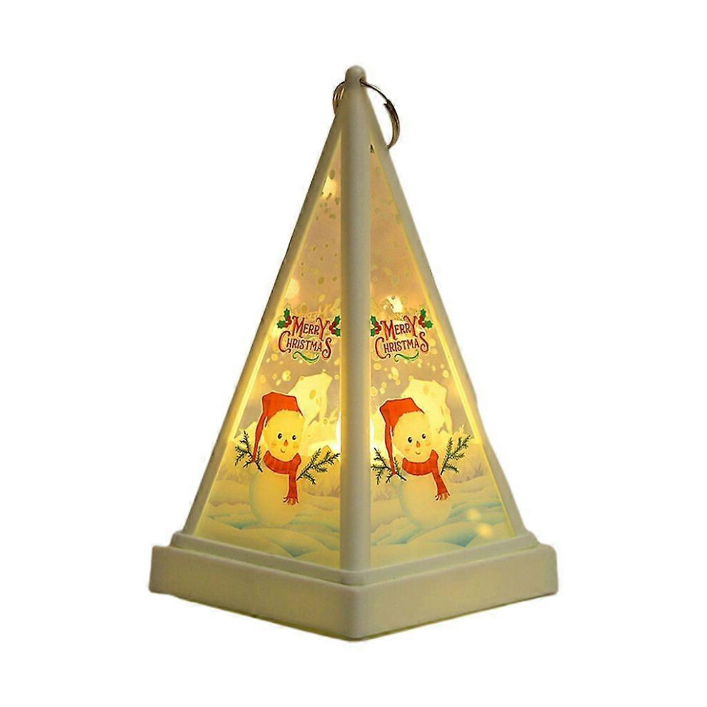 (As Show, B) Handheld Outdoor Lights Ornament Claus Snowman Flame Lantern For Christmas 3364096796535