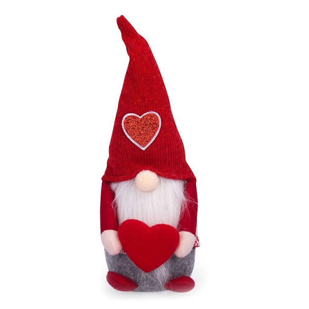 (As Show, Ladies) Valentines Day Gnome Knitted Heart Faceless Doll Scandinavian Tomte Gnome Decor 3364096792957